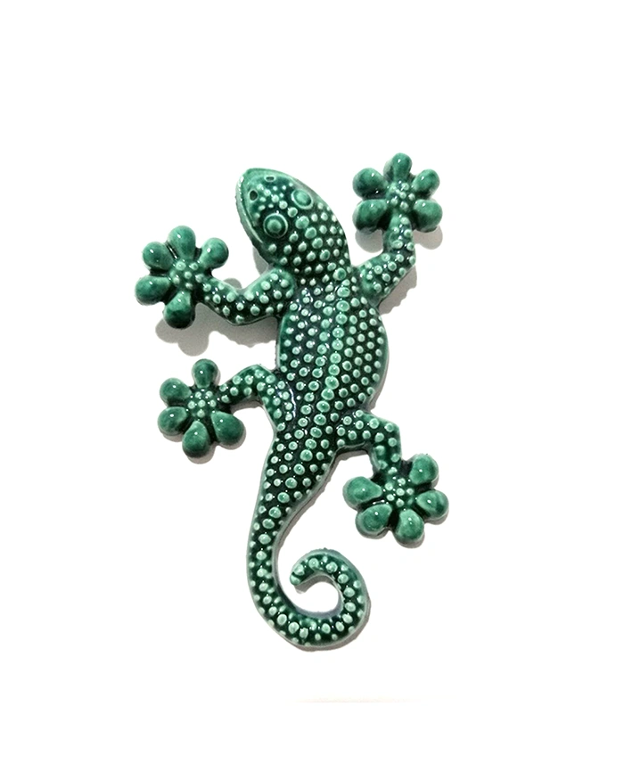 Geco Verde Marino H. 11 cm ceramica