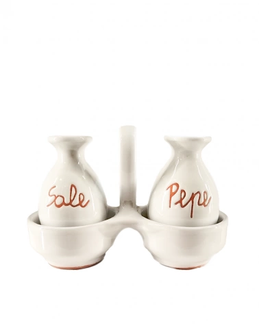 Set Portasale e Portapepe H. 8 cm in Ceramica