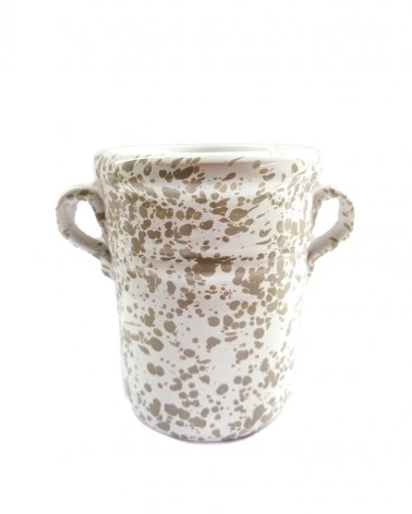 Capasa con Rigo Schizzata Tortora Scuro H. 13  in Ceramica