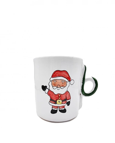 Tazza Mug Bianca Babbo Natale H. 10-11 cm in Ceramica