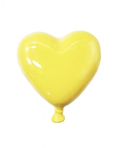 Palloncino Cuore Giallo H. 15 cm in Ceramica