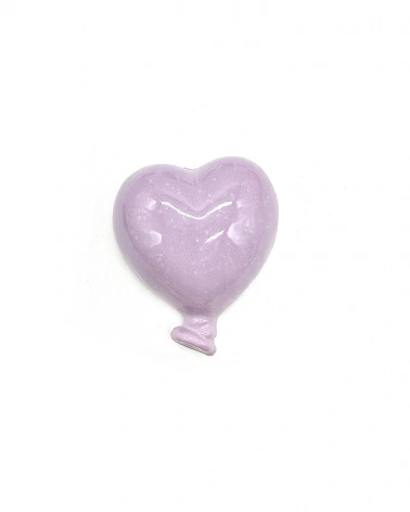 Palloncino Cuore Glicine con Magnete H. 6 cm in Ceramica