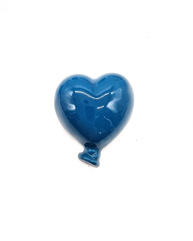 Palloncino Cuore Ottanio con Magnete H. 6 cm in Ceramica