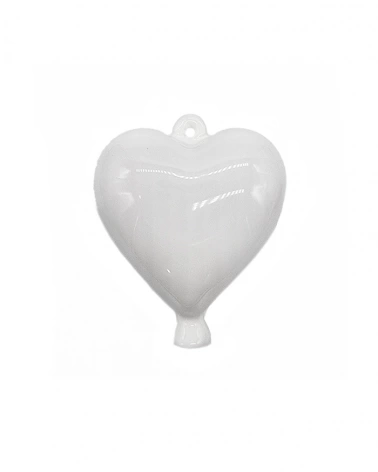 Palloncino Cuore Bianco con Gancio H. 13 cm in Ceramica
