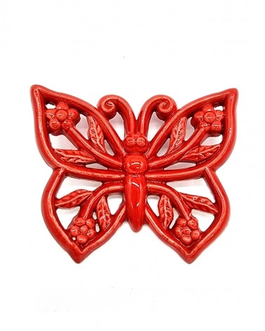 Farfalla Rossa H. 8-9 cm in Ceramica