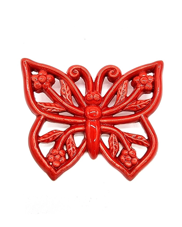 Farfalla Rossa H. 8-9 cm in Ceramica
