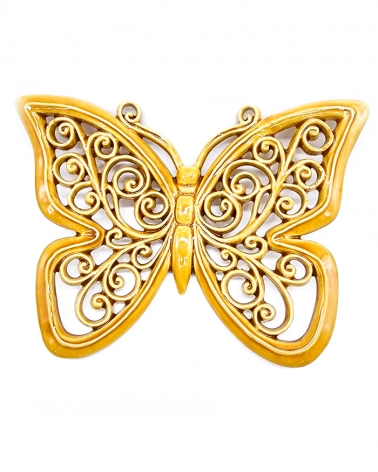 Farfalla Giallo Zafferano H. 16-17 cm in Ceramica