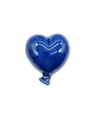 Palloncino Cuore Blu con Magnete H. 6 cm in Ceramica
