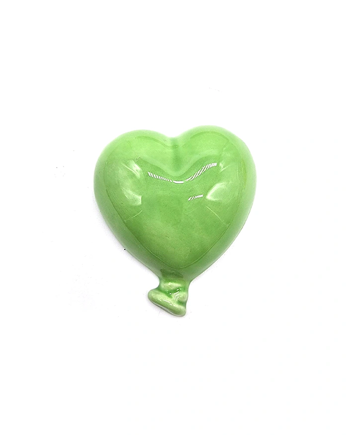 Palloncino Cuore Verde con Magnete H. 6 cm in Ceramica Palloncino Cuore Verde con Magnete H. 6 cm in Ceramica