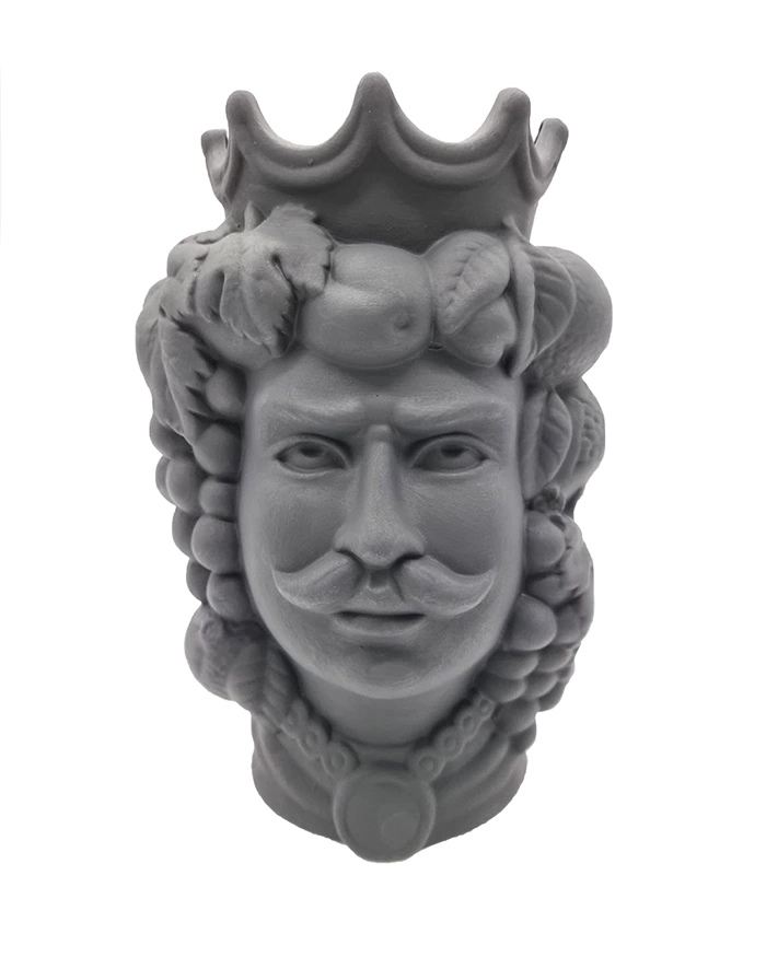 Testa Di Moro Grigia H. 25 cm Uomo in Ceramica