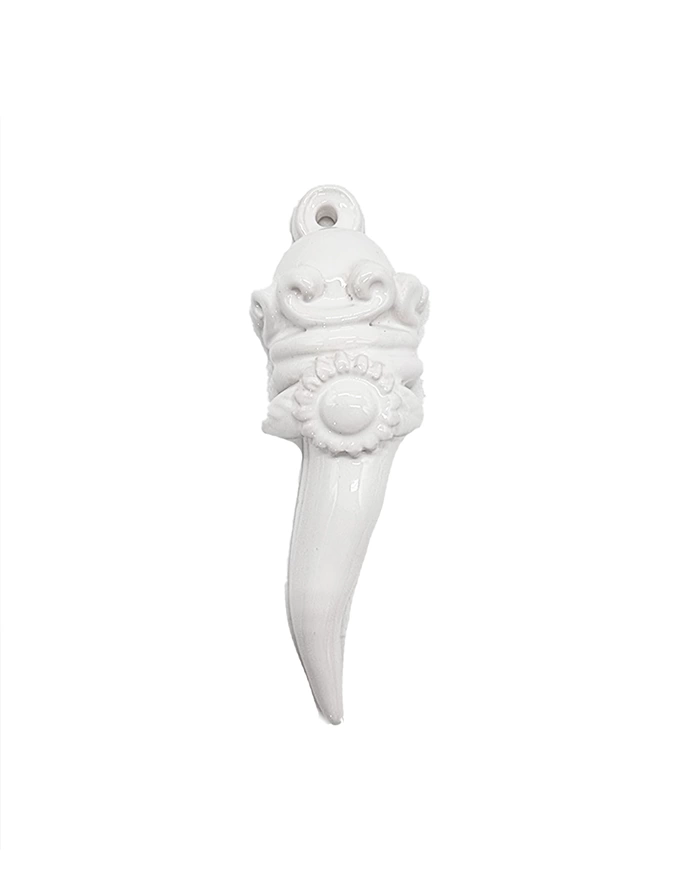 Corno Bianco H. 12 cm in Ceramica