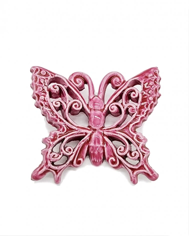 Farfalla Fucsia Scuro H. 7-8 cm in Ceramica