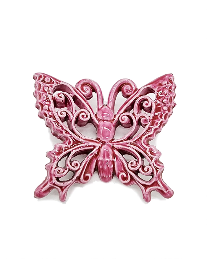 Farfalla Fucsia Scuro H. 7-8 cm in Ceramica
