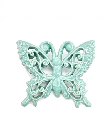 Farfalla Verde Acqua H. 7-8 cm in Ceramica
