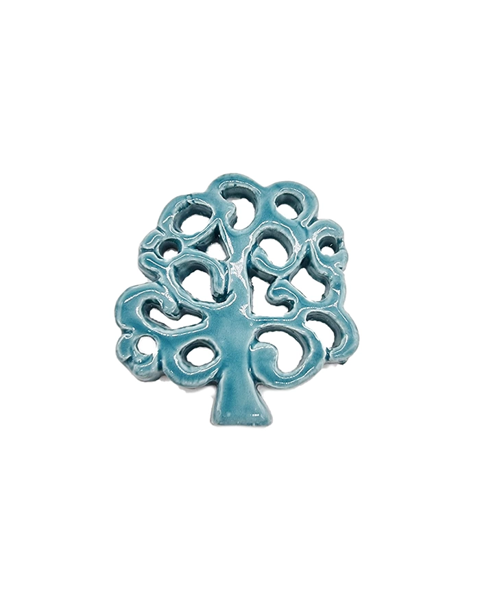 Albero Della Vita Blu Pavone H. 8 cm in Ceramica