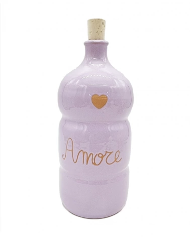 Bottiglia Glicine 500 ml "Amore" Decoro Cuore in Ceramica