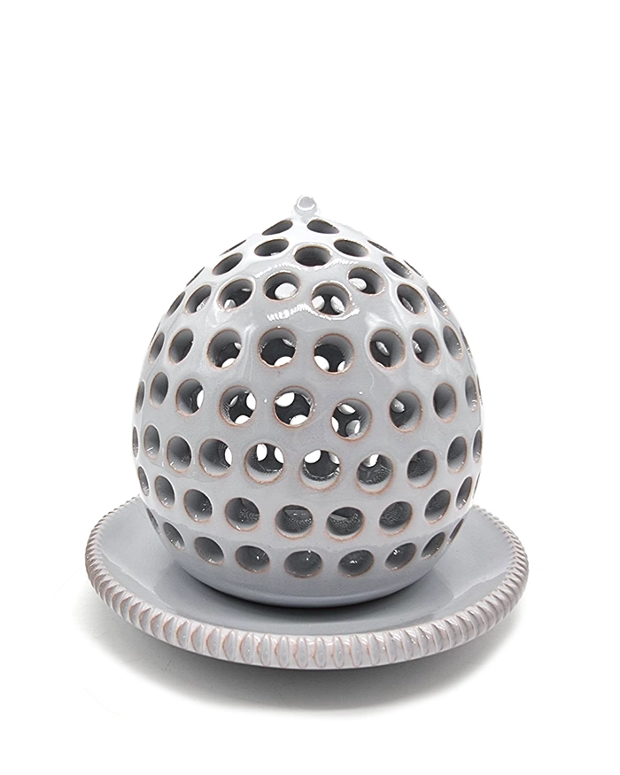Lanterna Grigia con Piattino Diametro 14 cm in Ceramica Lanterna Grigia con Piattino Diametro 14 cm in Ceramica