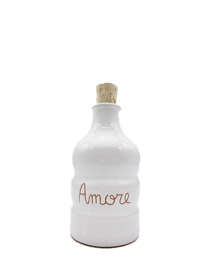 Bottiglia Bianca 100 ml "Amore" in Ceramica