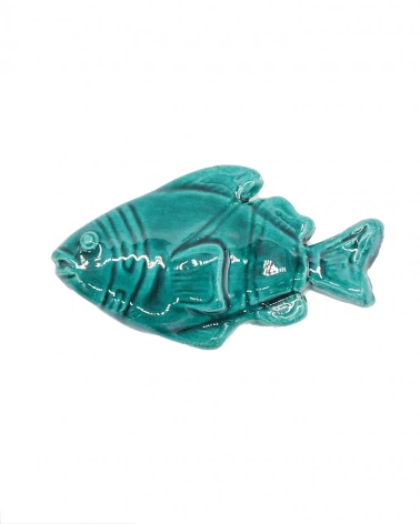Pesce Verde Scuro con Magnete H. 8 cm in Ceramica