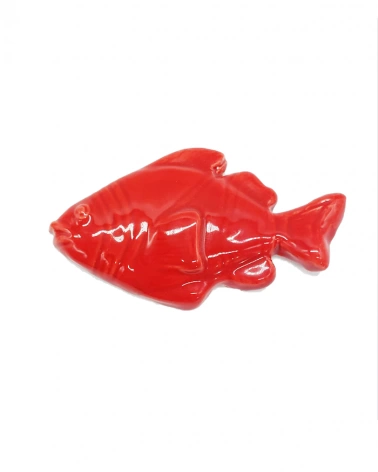 Pesce Rosso con Magnete H. 8 cm in Ceramica