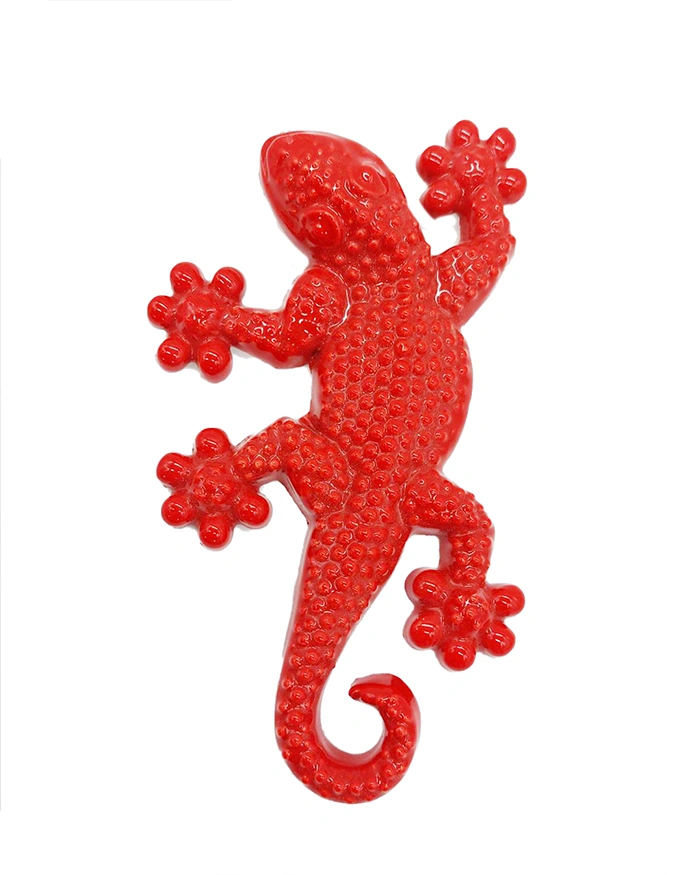 Geco Rosso H. 17 cm in Ceramica