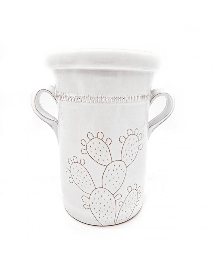 Capasa Con Decoro Incisione Cactus H. 19-20 cm in Ceramica Capasa Con Decoro Incisione Cactus H. 19-20 cm in Ceramica