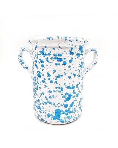 Capasa Con Decoro Schizzata Turchese H. 19-20 cm in Ceramica