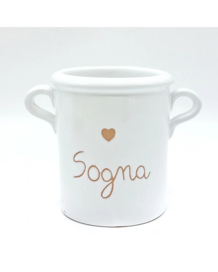 Capasa Bianca "Sogna" Con Decoro Cuore H. 13 cm Capasa Bianca "Sogna" Con Decoro Cuore H. 13 cm