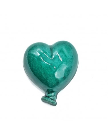 Palloncino Cuore Verde Ramina con Magnete H. 6 cm in Ceramica
