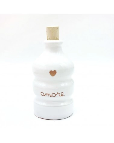 Bottiglia Bianca 100 ml "amore" Incisione Cuore in Ceramica