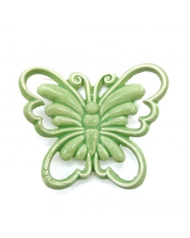Farfalla Verde Decoro con Magnete H. 6 cm in Ceramica