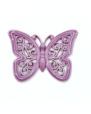 Farfalla Viola con Magnete H. 6 cm in Ceramica