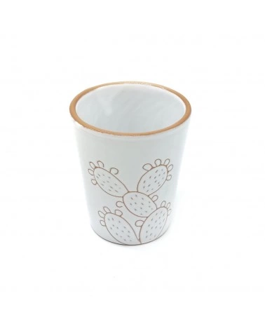 Vaso Portapianta Bianco Incisione Pala di Fico d'India H. 10 cm