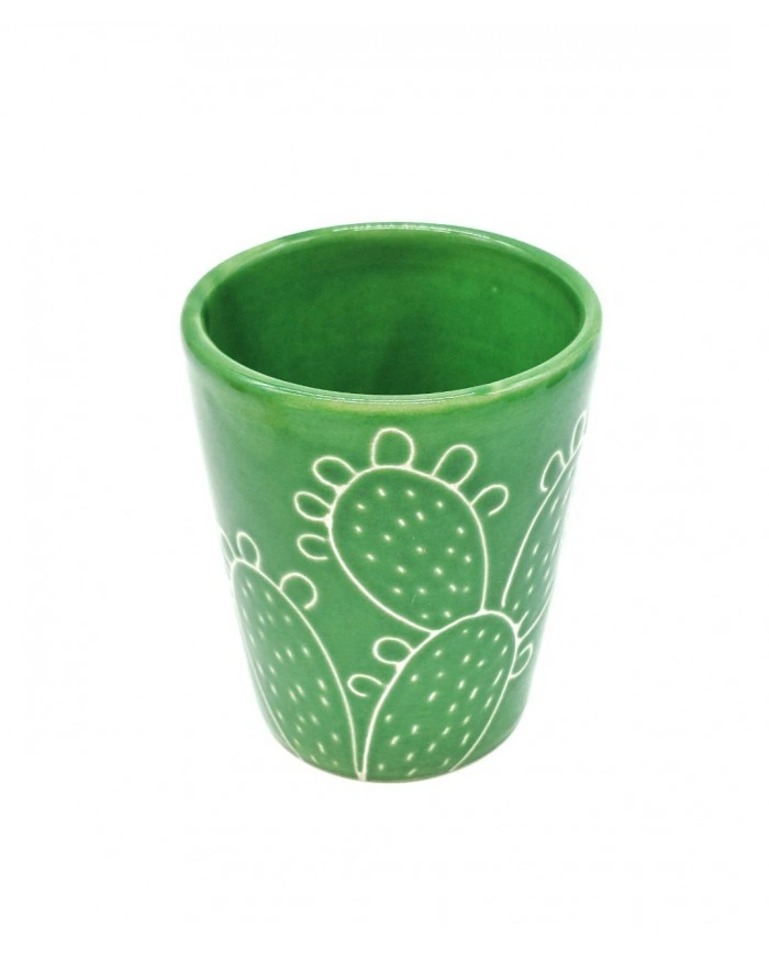 Vaso Portapianta Verde Prato Pala di Fico d'India H. 10 cm