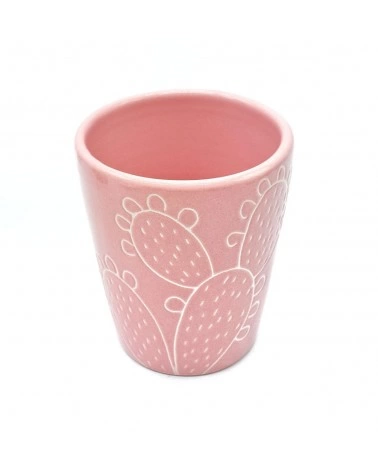 Vaso Portapianta Rosa Incisione Pala di Fico d'India H. 10 cm