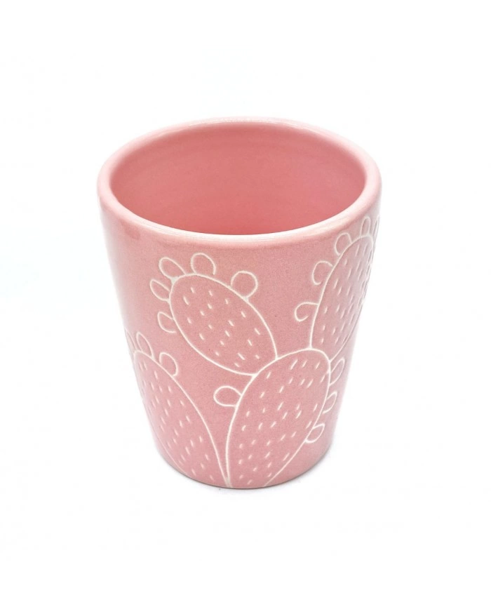 Vaso Portapianta Rosa Incisione Pala di Fico d'India H. 10 cm