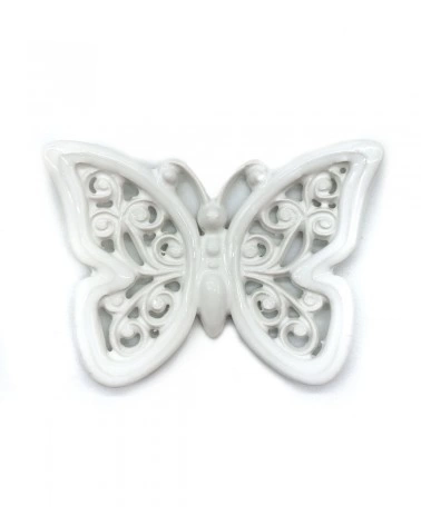 Farfalla Bianca con Magnete H. 6 cm in Ceramica