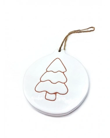 Sfera Piatta Natalizia con Incisione Albero di Natale