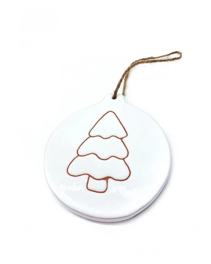 Sfera Piatta Natalizia con Incisione Albero di Natale