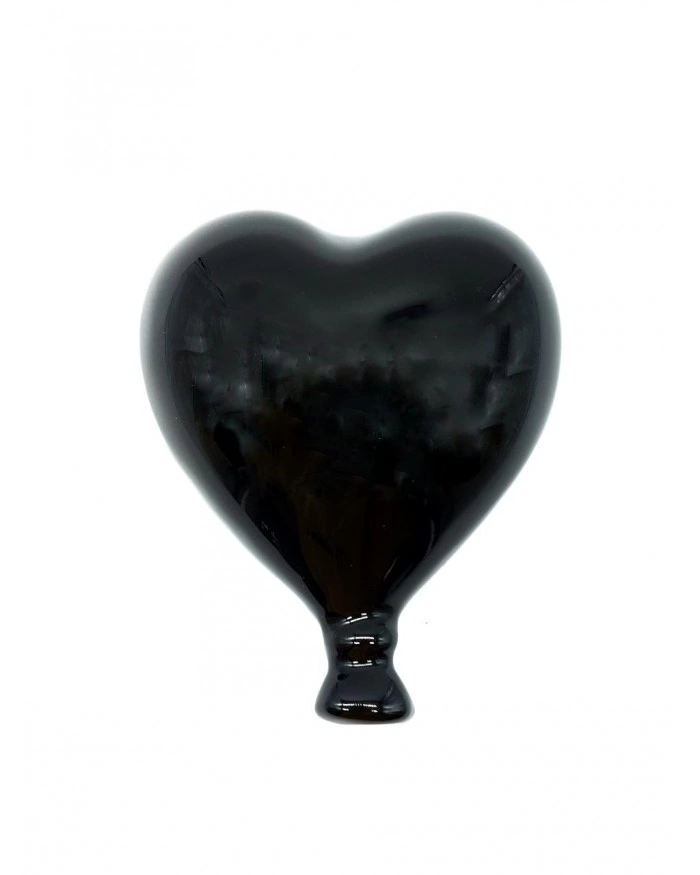 Palloncino Cuore Nero H. 12 cm in Ceramica
