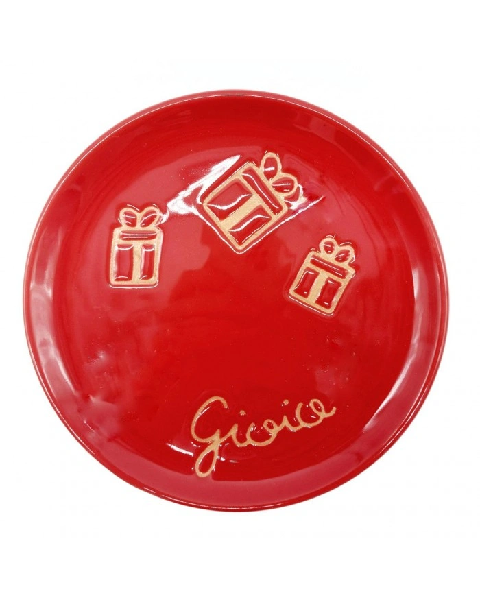 Piattino Natalizio Rosso "Gioia" Decoro Regali Diametro 18 cm