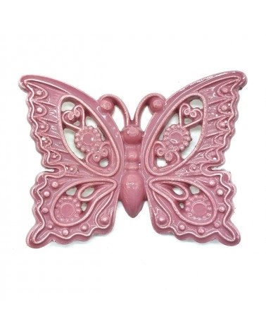 Farfalla Decoro Cuori Rosà Antico H. 6 cm