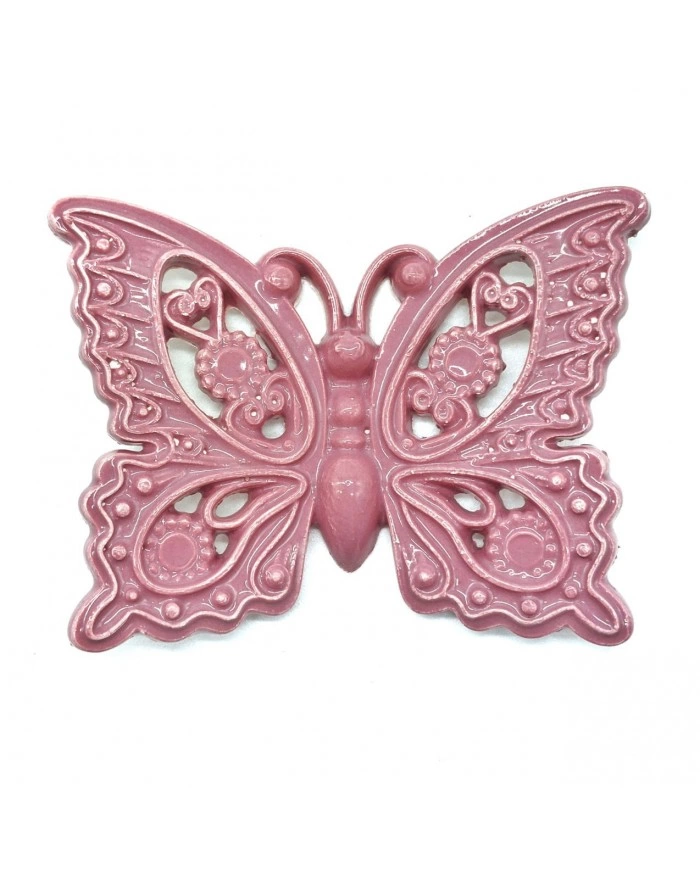 Farfalla Decoro Cuori Rosà Antico H. 6 cm