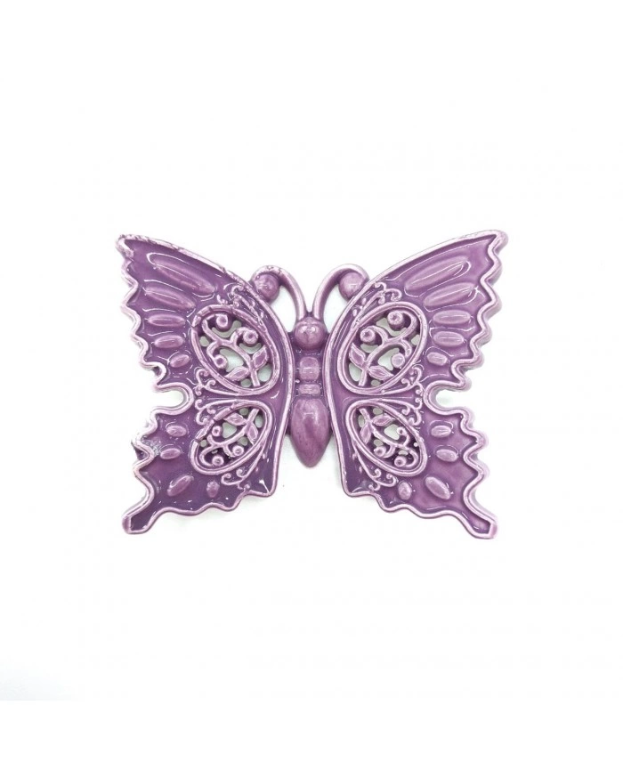 Farfalla Viola con Magnete H. 6 cm in Ceramica