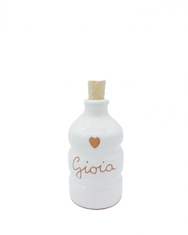 Bottiglia Bianca 100 ml "Gioia" Incisione Cuore in Ceramica