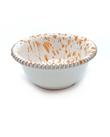 Ciotola Bianca Schizzata Arancione H. 4 cm in Ceramica