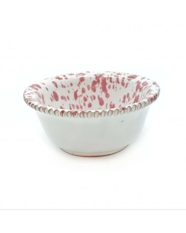 Coppa Piccola Bianca Schizzata Rosa Antico H. 4 cm in Ceramica