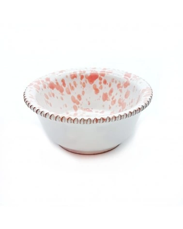 Coppa Piccola Bianca Schizzata Rosa H. 4 cm in Ceramica
