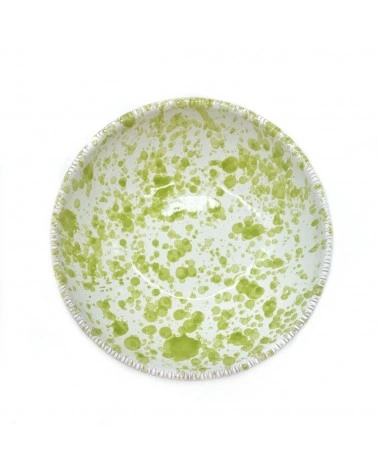 Coppa Bianca Schizzata Verde Chiaro in Ceramica Diametro 14 cm