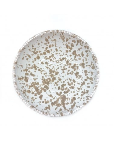 Coppa Bianca Schizzata Tortora in Ceramica Diametro 14 cm